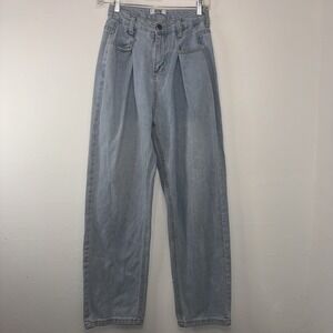 Ehp Vintage Pleated Wide Leg Light Blue Jeans Women's Size S Retro